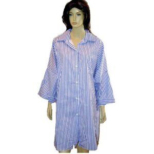 Women's Sleep shirt Oversize Button Stripe Blouse Purple 4X